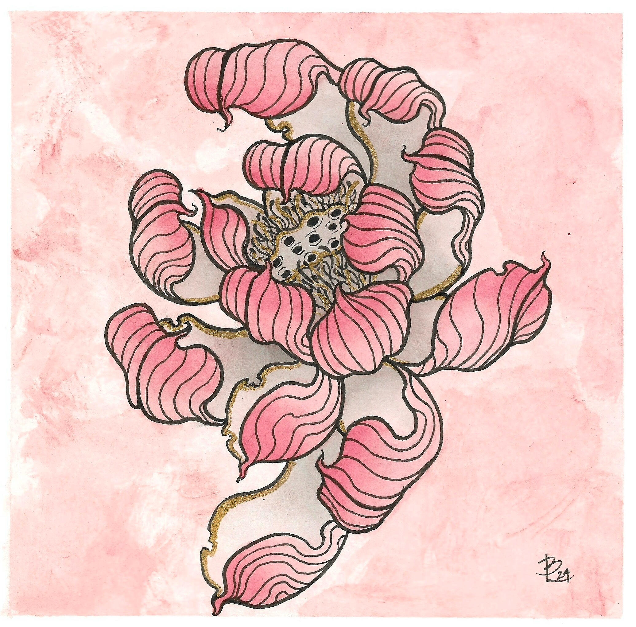 Blush Pink &amp; Gold Lotus